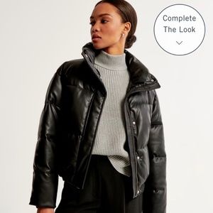 Abercrombie Faux Leather Puffer Jacket